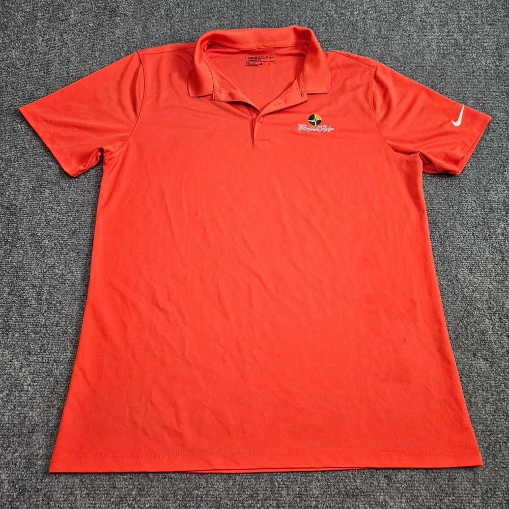 Nike Golf Polo Shirt Mens L Orange Pumpkin Ridge Dri-FIT Sporty‎ Country Club